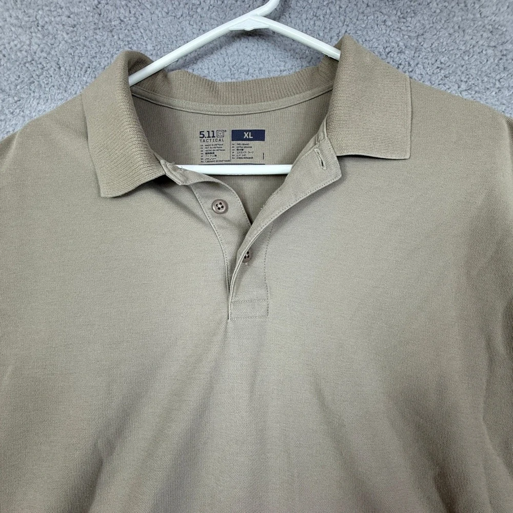 5.11 Tactical Men's‎ Khaki Polo Shirt Short Sleeve XL Breathable Work Utility - Picture 2 of 8